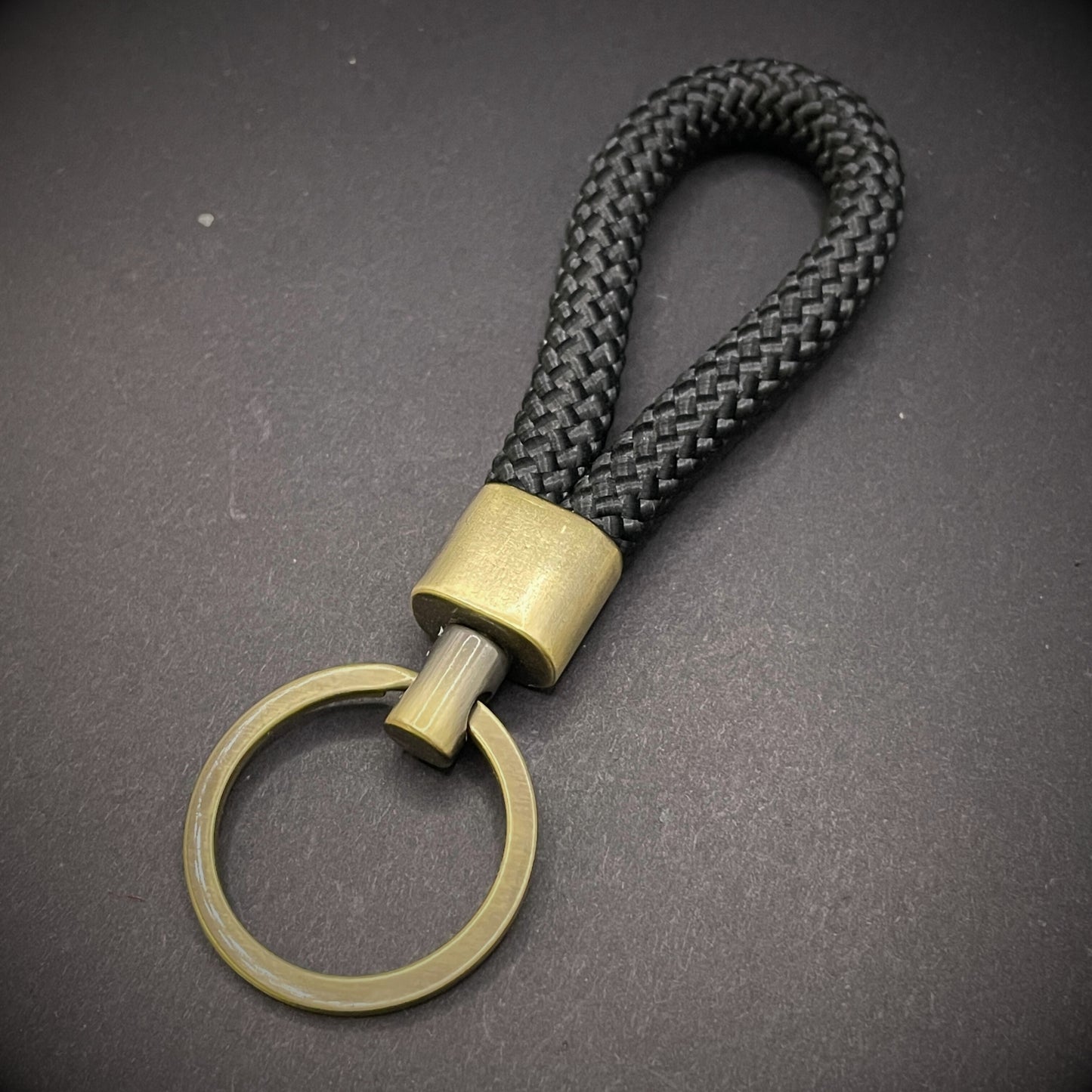 8mm Rope Swivel Keychain with Antique Brass Fittings