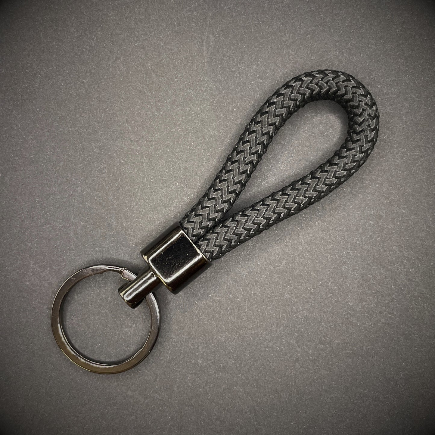8mm Rope Swivel Keychain with Black Nickel Fittings