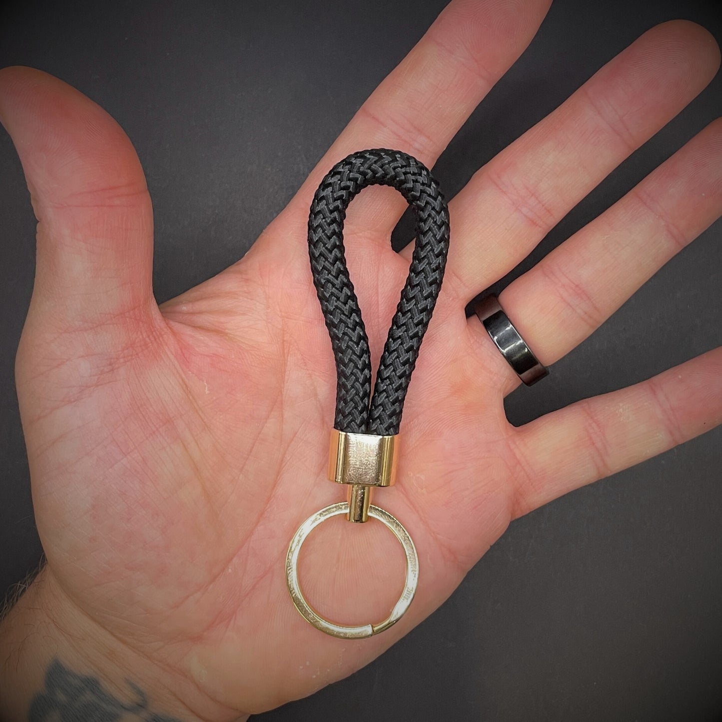 8mm Rope Swivel Keychain with Gold Fittings
