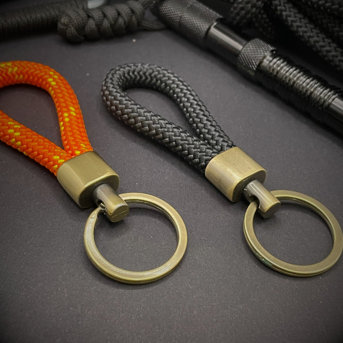 8mm Rope Swivel Keychain with Antique Brass Fittings