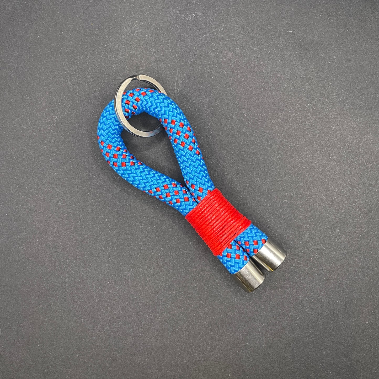 10mm Rope Keychain with Waxed Cotton Wrap and Stainless Steel Fittings