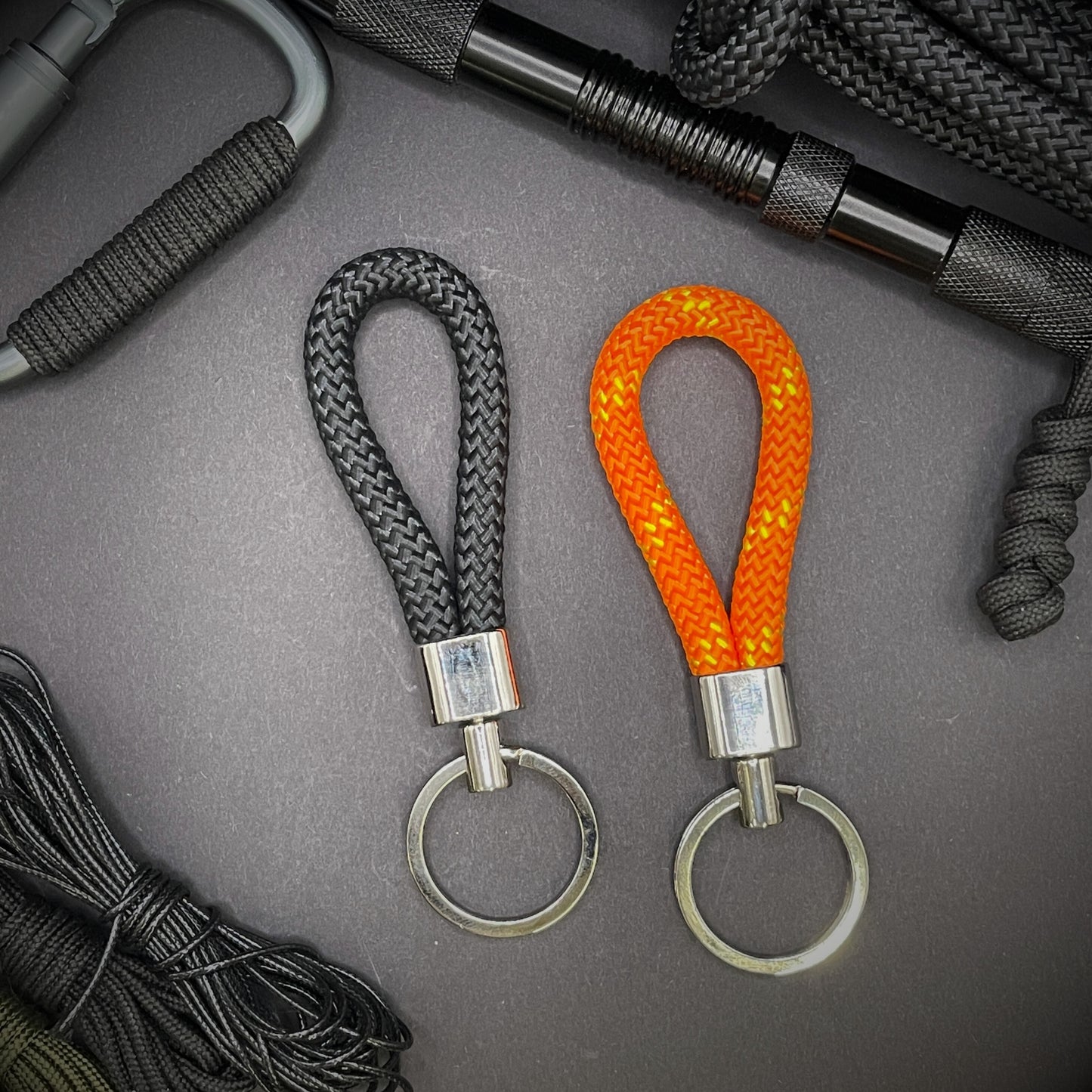 8mm Rope Swivel Keychain with Silver Fittings