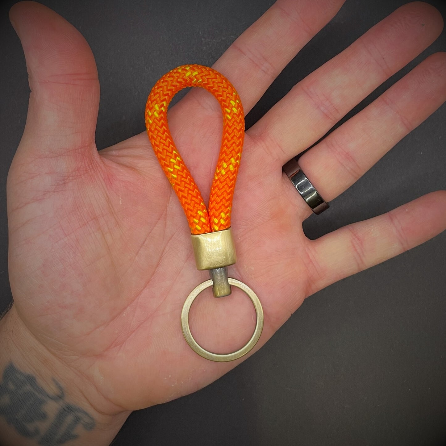 8mm Rope Swivel Keychain with Antique Brass Fittings