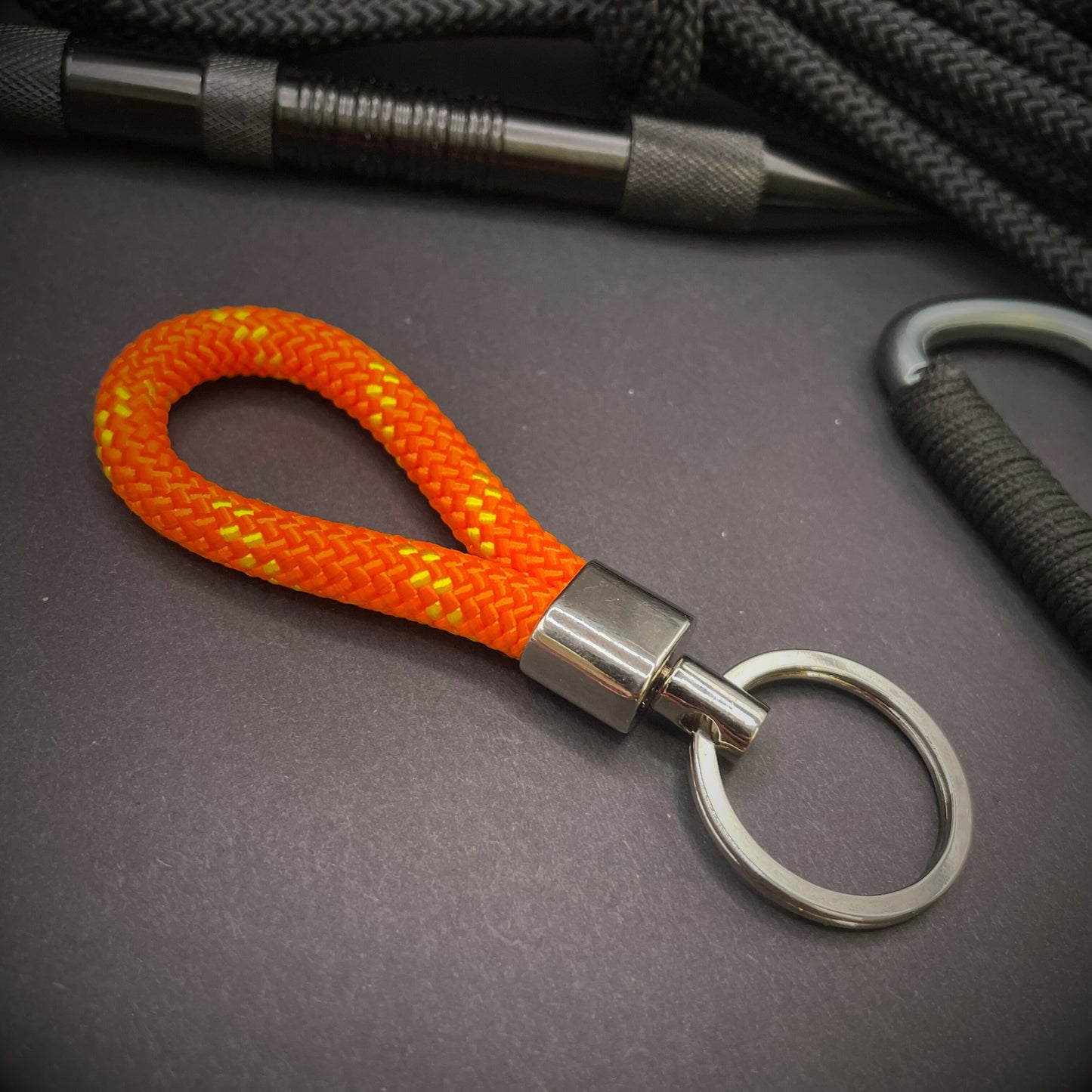 8mm Rope Swivel Keychain with Silver Fittings
