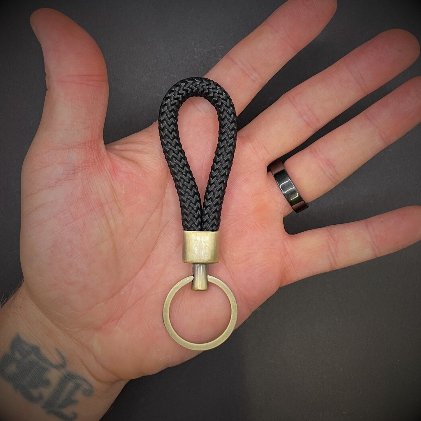 8mm Rope Swivel Keychain with Antique Brass Fittings