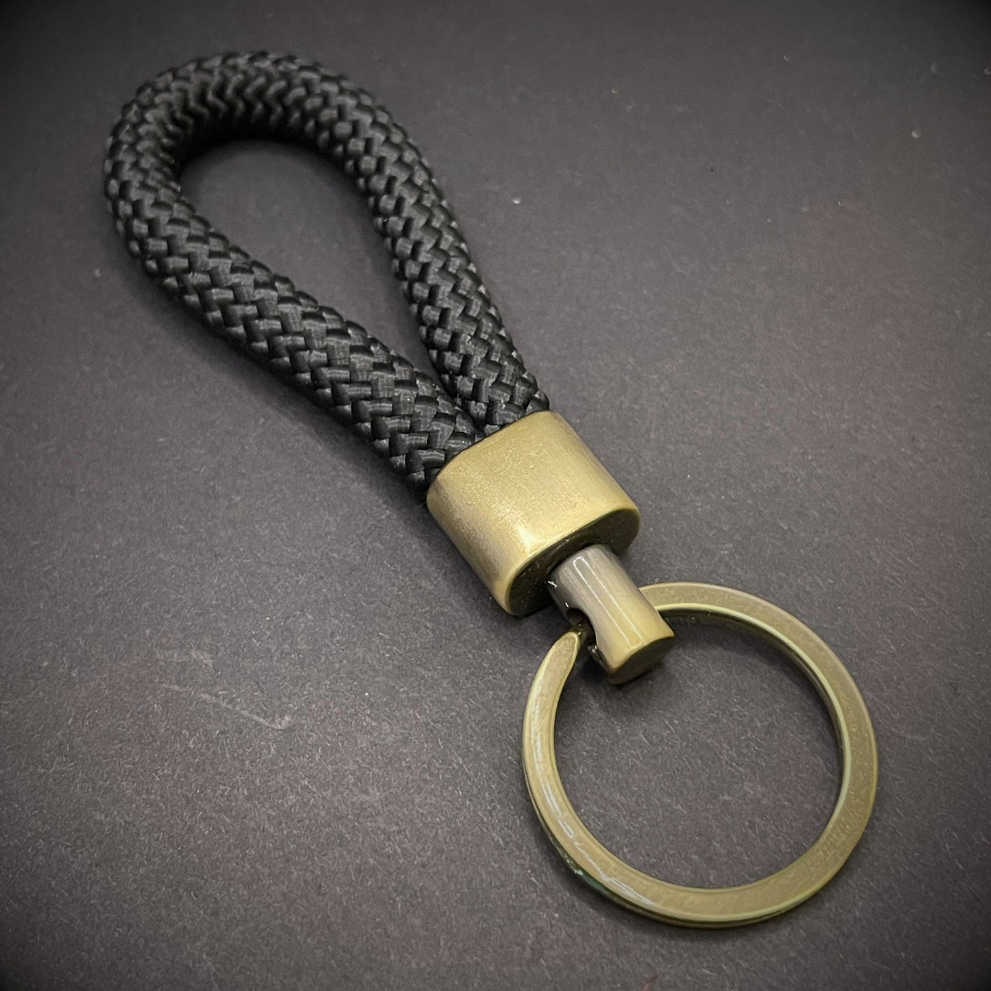 8mm Rope Swivel Keychain with Antique Brass Fittings
