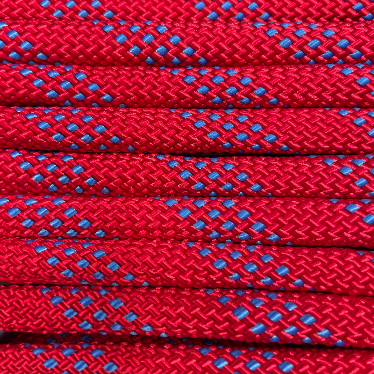 Close-up image of Red 8mm PPM Rope, showcasing the vibrant colour and texture of the material.