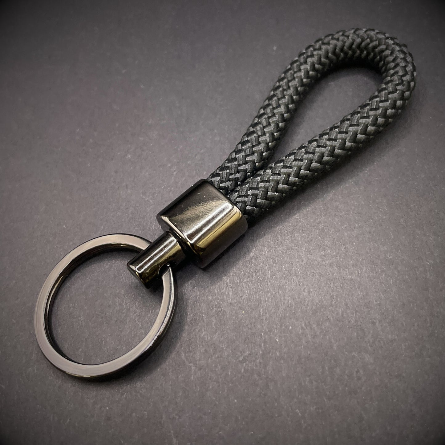 8mm Rope Swivel Keychain with Black Nickel Fittings