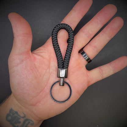8mm Rope Swivel Keychain with Black Nickel Fittings