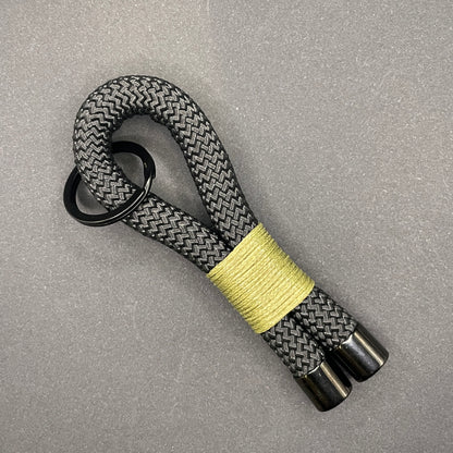 10mm Rope Keychain with Waxed Cotton Wrap and Black Fittings