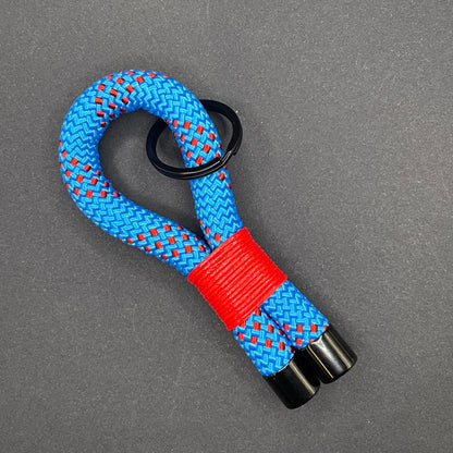 10mm Rope Keychain with Waxed Cotton Wrap and Black Fittings
