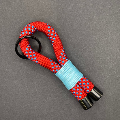 10mm Rope Keychain with Waxed Cotton Wrap and Black Fittings