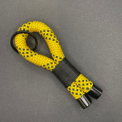 10mm Rope Keychain with Waxed Cotton Wrap and Black Fittings