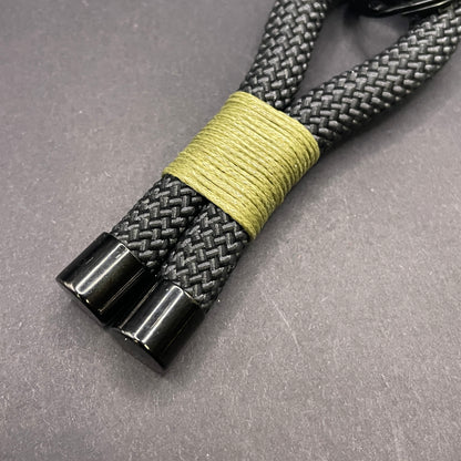 10mm Rope Keychain with Waxed Cotton Wrap and Black Fittings