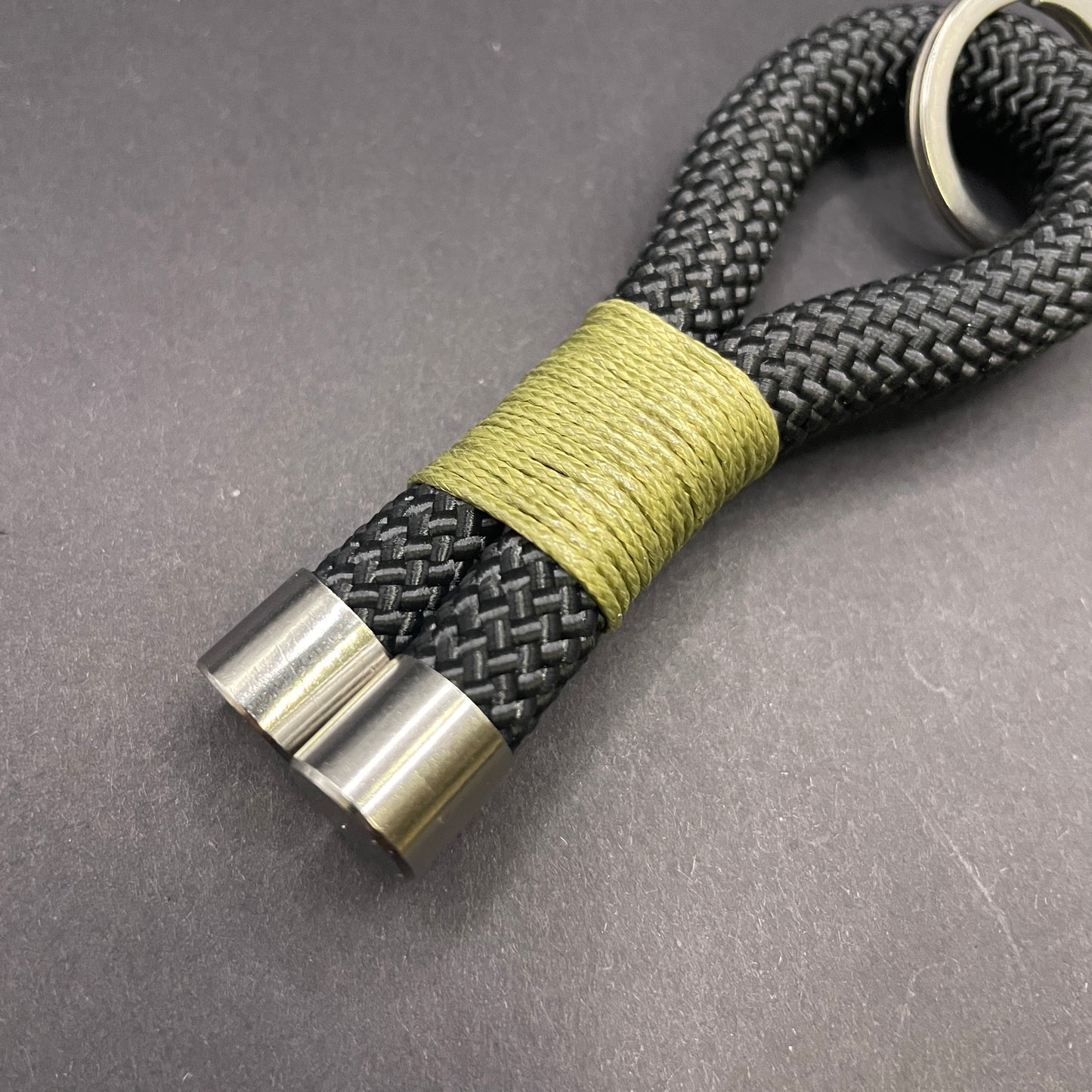 10mm Rope Keychain with Waxed Cotton Wrap and Stainless Steel Fittings