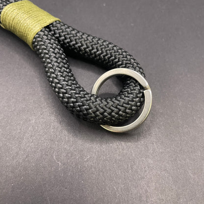 10mm Rope Keychain with Waxed Cotton Wrap and Stainless Steel Fittings