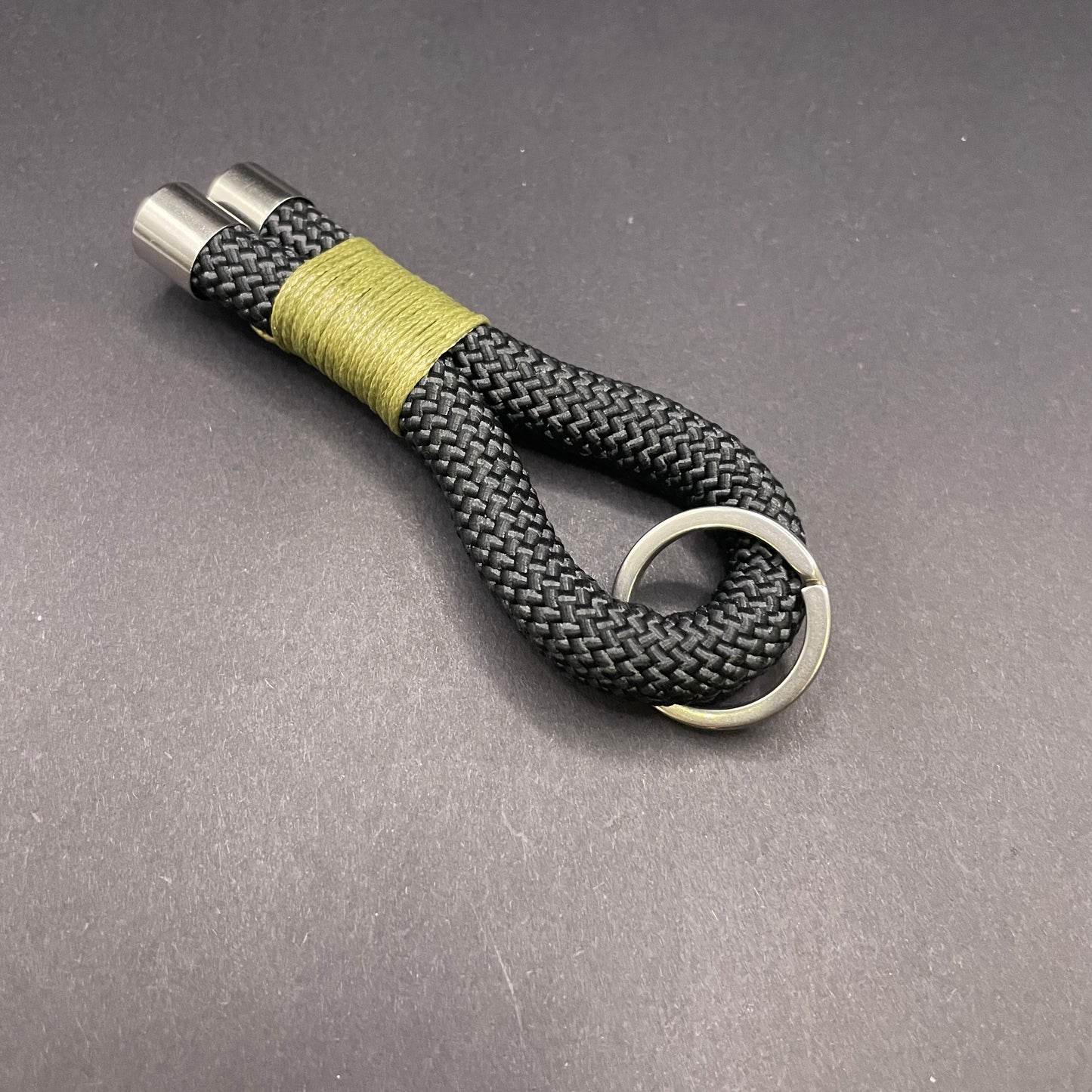 10mm Rope Keychain with Waxed Cotton Wrap and Stainless Steel Fittings