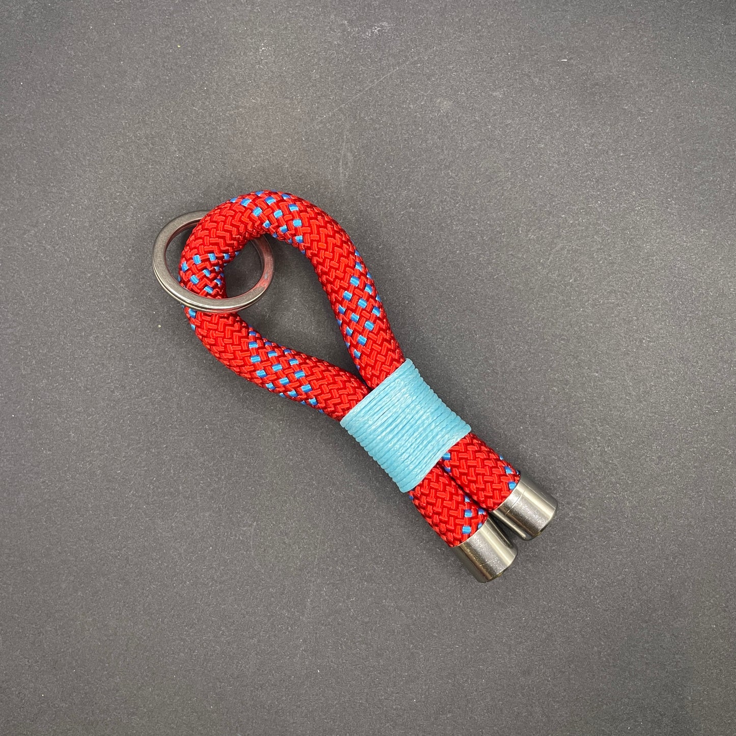 10mm Rope Keychain with Waxed Cotton Wrap and Stainless Steel Fittings