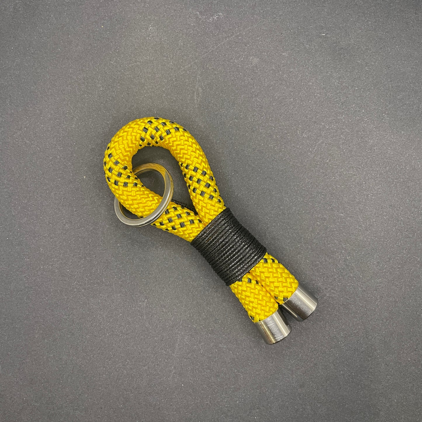 10mm Rope Keychain with Waxed Cotton Wrap and Stainless Steel Fittings