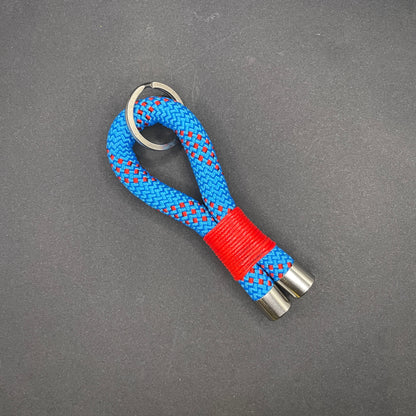 10mm Rope Keychain with Waxed Cotton Wrap and Stainless Steel Fittings