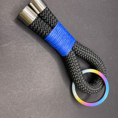 10mm Rope Keychain with Waxed Cotton Wrap and Titanium Split Ring