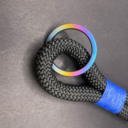 10mm Rope Keychain with Waxed Cotton Wrap and Titanium Split Ring