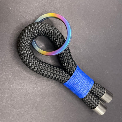 10mm Rope Keychain with Waxed Cotton Wrap and Titanium Split Ring