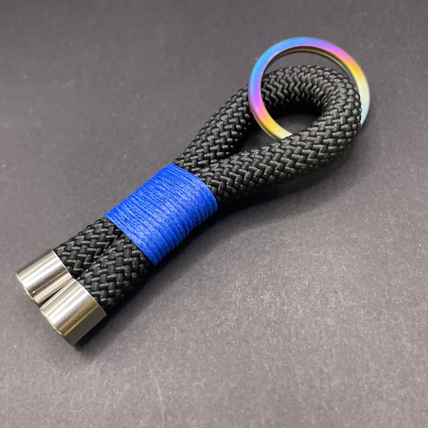 10mm Rope Keychain with Waxed Cotton Wrap and Titanium Split Ring