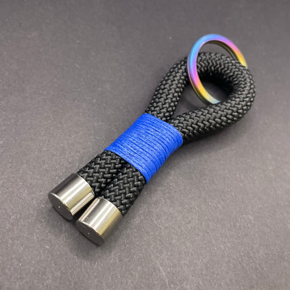 10mm Rope Keychain with Waxed Cotton Wrap and Titanium Split Ring