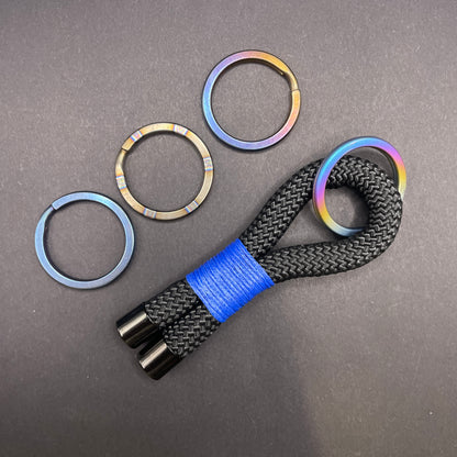 10mm Rope Keychain with Waxed Cotton Wrap and Titanium Split Ring