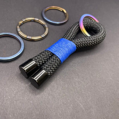 10mm Rope Keychain with Waxed Cotton Wrap and Titanium Split Ring
