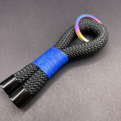 10mm Rope Keychain with Waxed Cotton Wrap and Titanium Split Ring