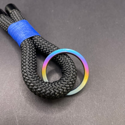 10mm Rope Keychain with Waxed Cotton Wrap and Titanium Split Ring