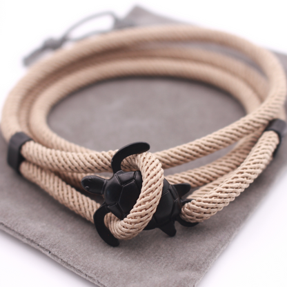 Adjustable Rope Bracelet with Turtle Clasp