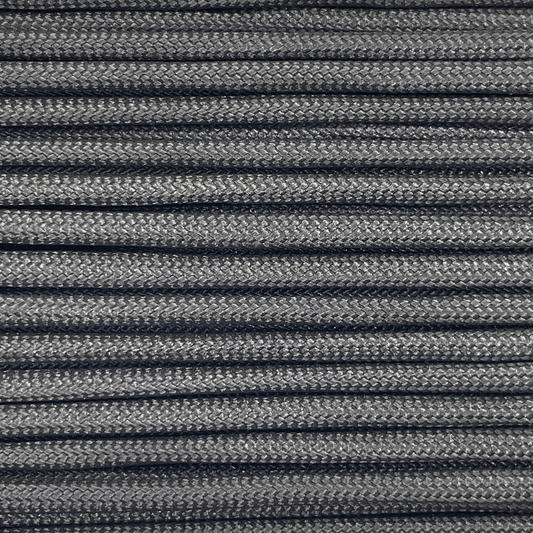 Close-up image of black 550 paracord, showcasing the vibrant colour and texture of the material.