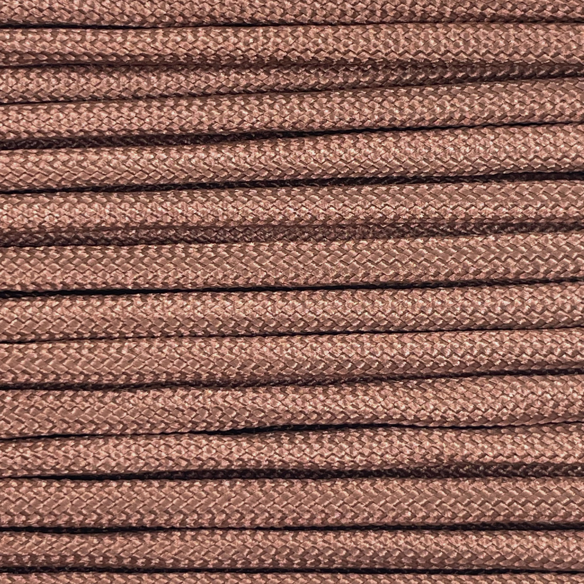 Close-up image of coffee 550 paracord, showcasing the vibrant colour and texture of the material.