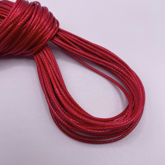 Close-up image of 1mm Waxed Cotton Cord, showcasing the vibrant colour and texture of the material.