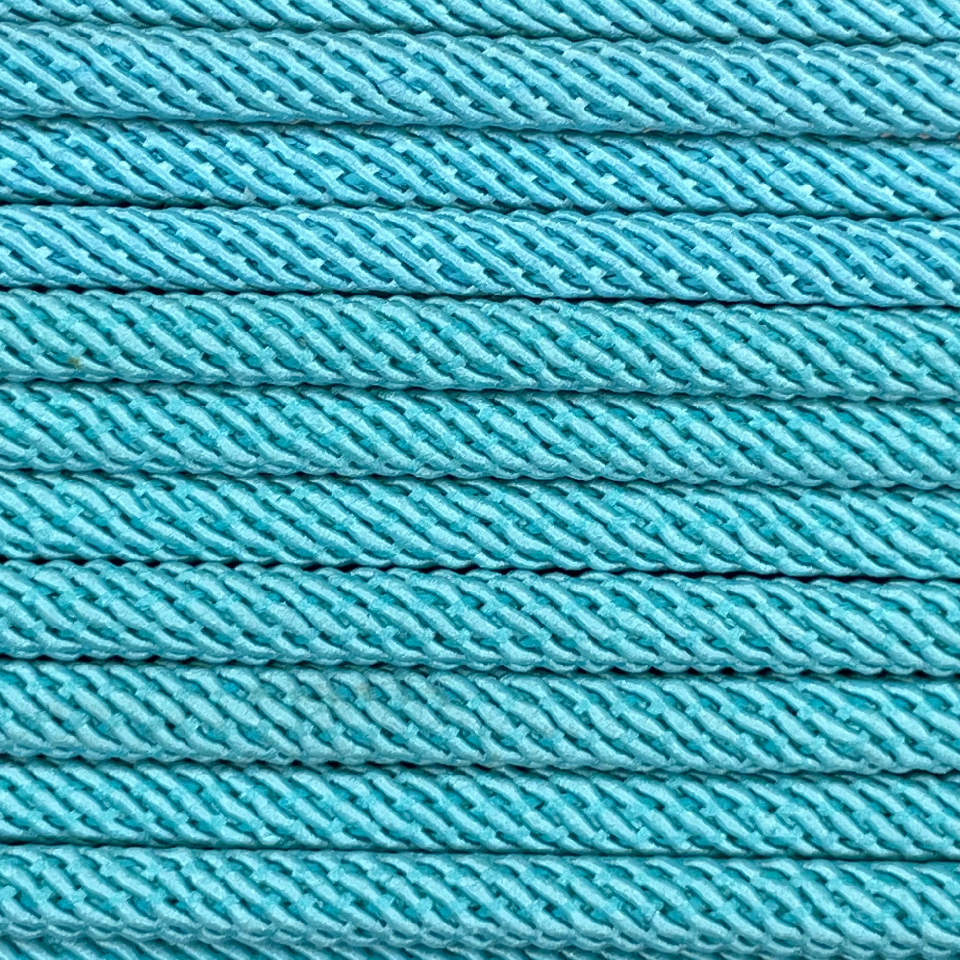 Close-up image of Lake Blue 5mm Milan Rope, showcasing the vibrant colour and texture of the material.