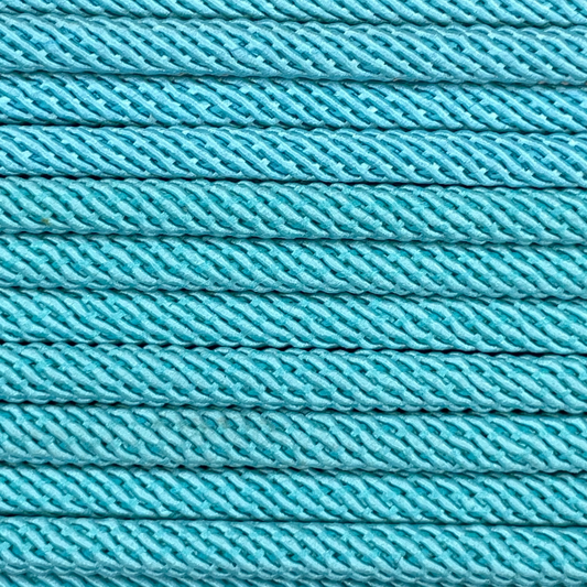 Close-up image of Lake Blue 5mm Milan Rope, showcasing the vibrant colour and texture of the material.