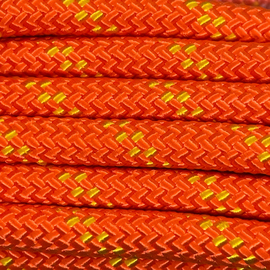 Close-up image of Orange 8mm PPM Rope, showcasing the vibrant colour and texture of the material.