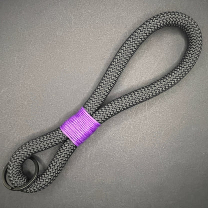 10mm Rope Keychain with Waxed Cotton Wrap and Black Split Ring