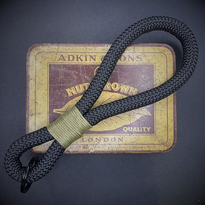 10mm Rope Keychain with Waxed Cotton Wrap and Black Split Ring