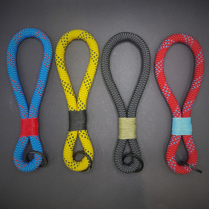 10mm Rope Keychain with Waxed Cotton Wrap and Black Split Ring