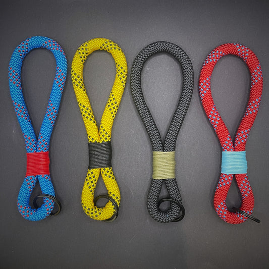 10mm Rope Keychain with Waxed Cotton Wrap and Black Split Ring
