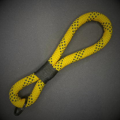 10mm Rope Keychain with Waxed Cotton Wrap and Black Split Ring