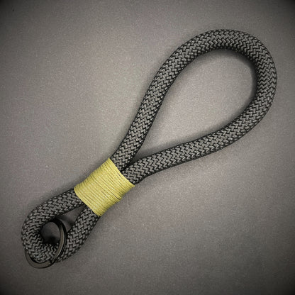 10mm Rope Keychain with Waxed Cotton Wrap and Black Split Ring