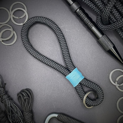 10mm Rope Keychain with Waxed Cotton Wrap and Stainless Steel Split Ring