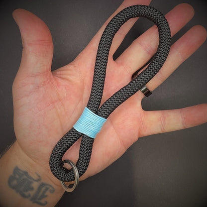 10mm Rope Keychain with Waxed Cotton Wrap and Stainless Steel Split Ring