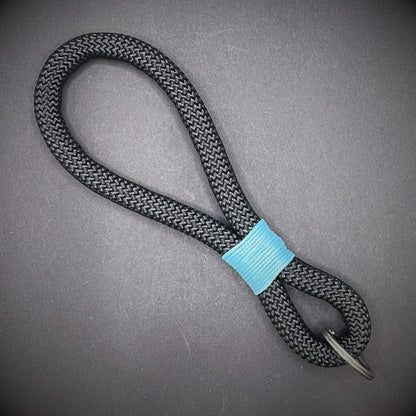 10mm Rope Keychain with Waxed Cotton Wrap and Stainless Steel Split Ring