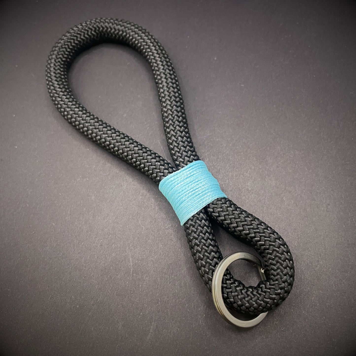 10mm Rope Keychain with Waxed Cotton Wrap and Stainless Steel Split Ring